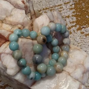 Amozonite bead bracelet